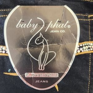 Baby Phat Velvet Pants Junior's 1 Black Y2K Vintage Bootcut Flare Bling Logo NWT